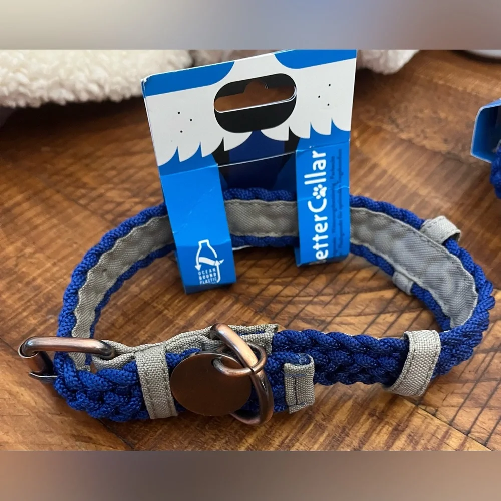 NWT BetterCollar 100% Fairtrade Recycled Ocean Bound Plastic Dog Collar Blue